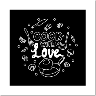 Cook with Love Line Art Posters and Art